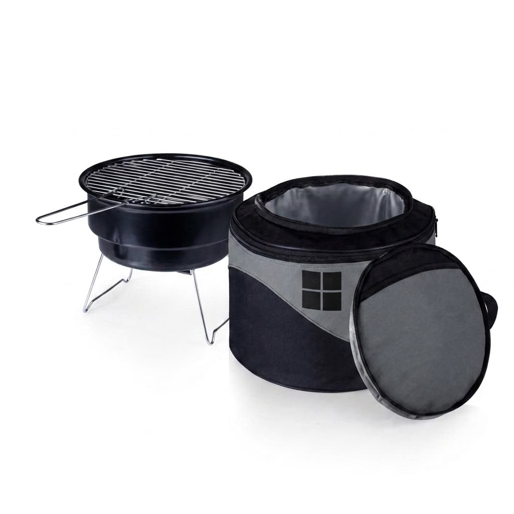 Caliente Portable Charcoal BBQ Grill w/Cooler Tote Bag