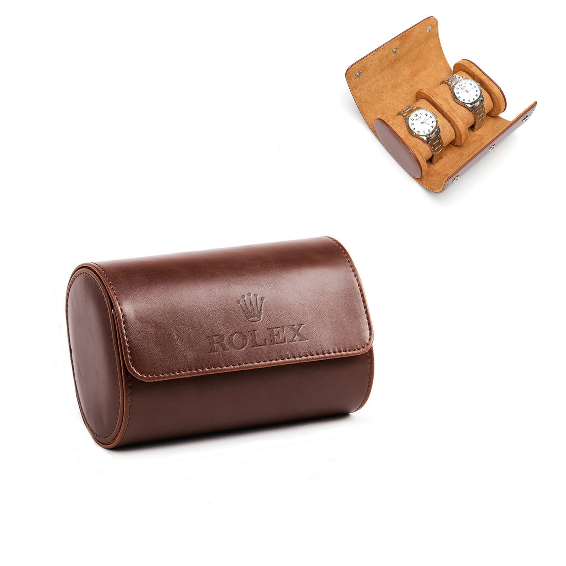 Dual PU Leather Watch Roll Case