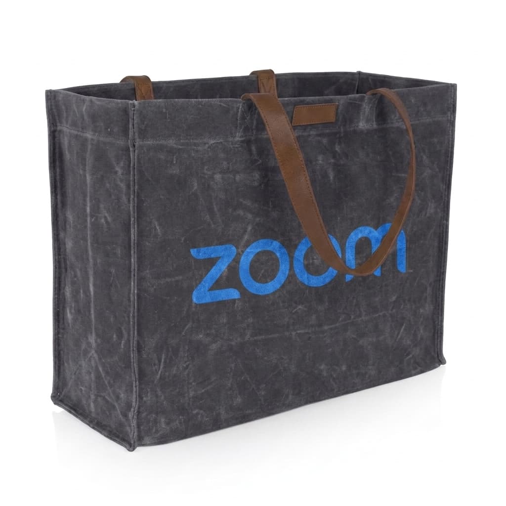 Market Waxed Canvas Tote with Leatherette Handles