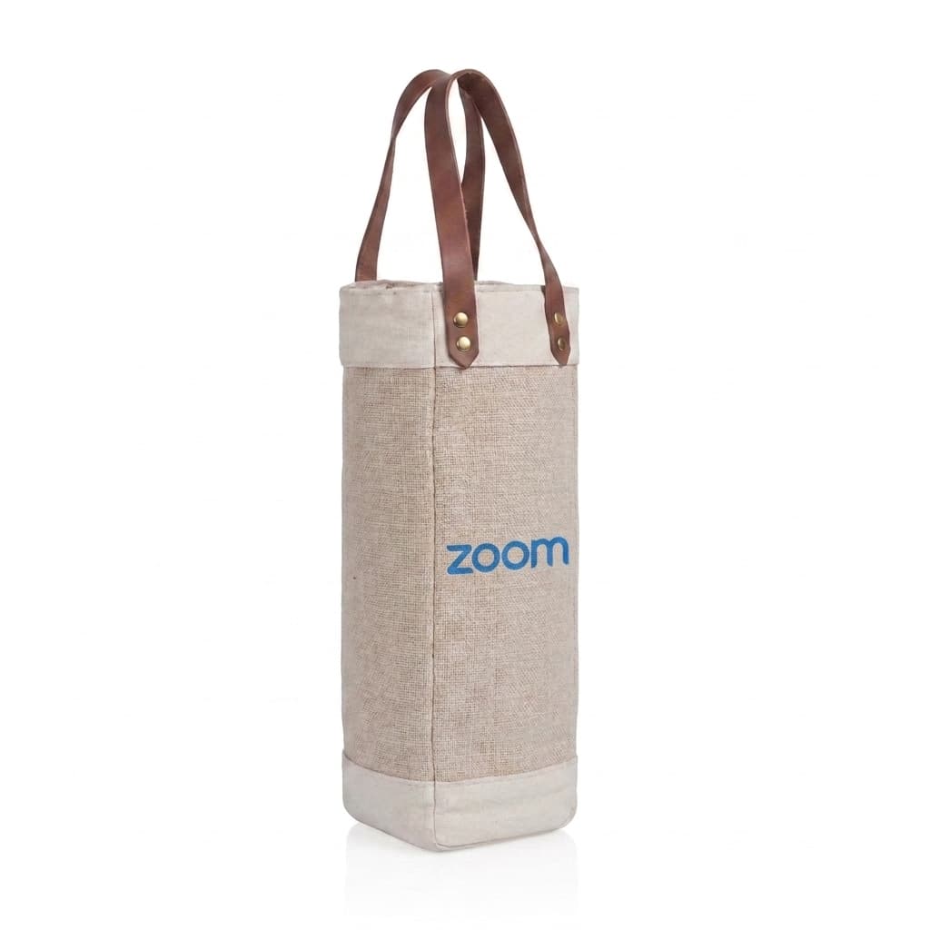 Pinot Jute Single Bottle Insulated Wine Bag