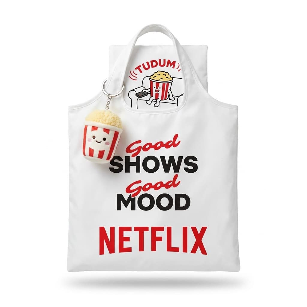 Square Foldable Shopping Bag with Plush Keychain